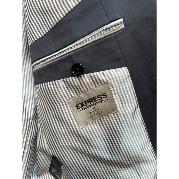 Express Men's Fitted Preppy Photographer Sport Blazer Coat Size 40R Navy - Picture 9 of 13